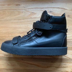 GIUSEPPE ZANOTTI HIGH TOP BLACK LEATHER SNEAKERS 9